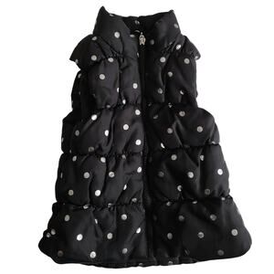 One Step Up Black & Silver Quilted Puffer Vest with Heart Charm Girls Size S/4